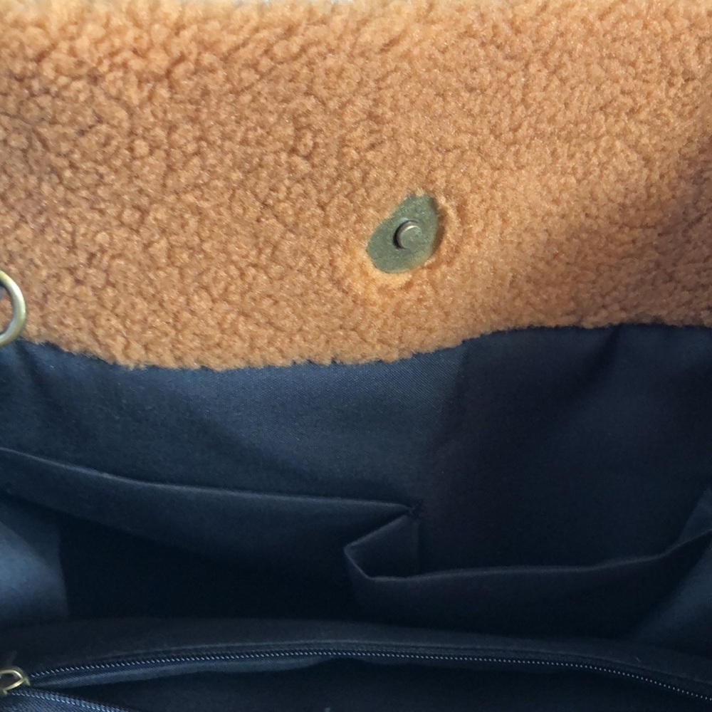 Riah Fashion Fleece Fur Tote Bag with Removable Strap Caramel - Picture 10 of 14